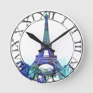La tour Eiffel  colour splash Round Clock