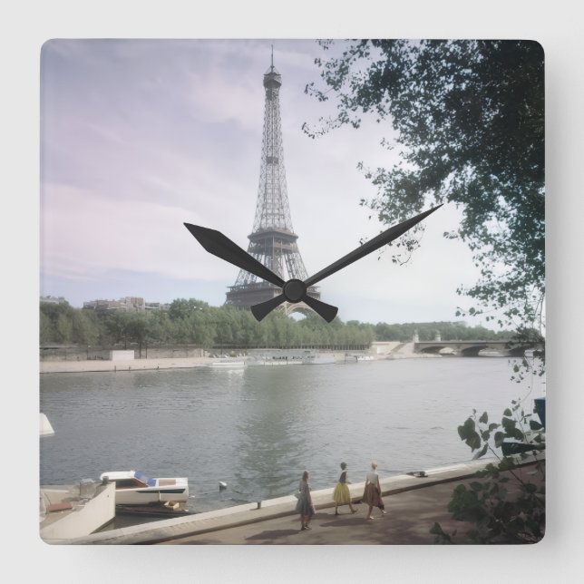 La Tour Eiffel. Paris, vers 1960. Square Wall Clock (Front)