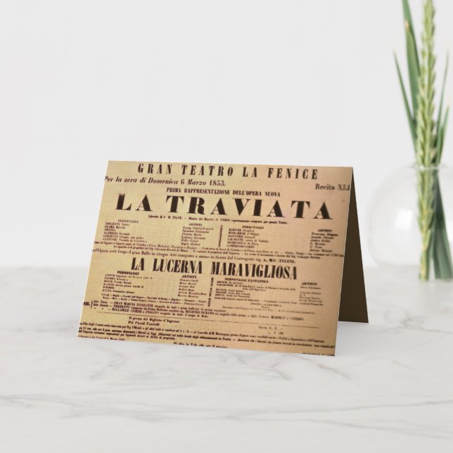 La Traviata World Premiere Poster (1853) Card (Front)