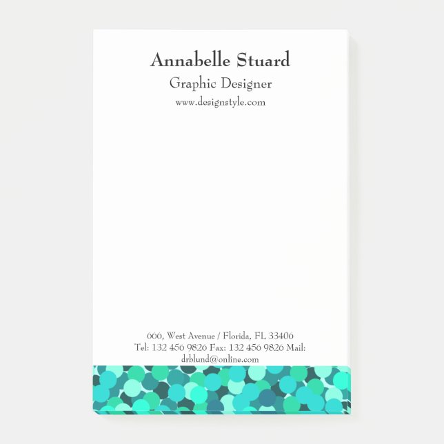 La Vegas Teal Glitzy Bling Teal Post-it Notes (Front)