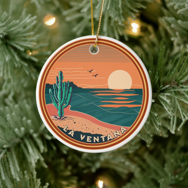 La Ventana Beach Baja Mexico Christmas beach Ceramic Ornament (Tree)