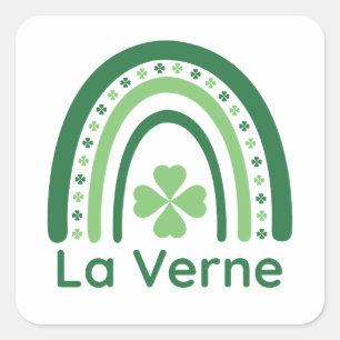 La Verne Name Clover Boho Rainbow Square Sticker