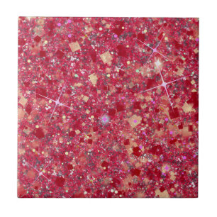 La Vida Magenta Pink Colour Faux Glitter Solid Ceramic Tile