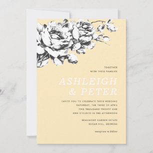 La Vie en Rose Floral Wedding Invitation - Yellow