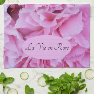 La Vie en Rose Pink Carnations Tea Towel