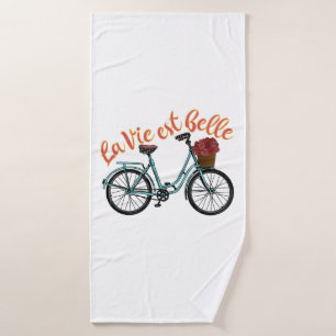 La Vie Est Belle French Bicycle Bath Towel