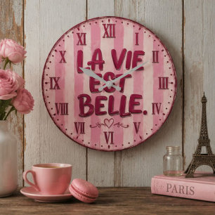 La Vie Est Belle French Large Clock