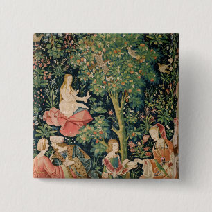 La Vie Seigneuriale: Scene Galante, c.1500 15 Cm Square Badge