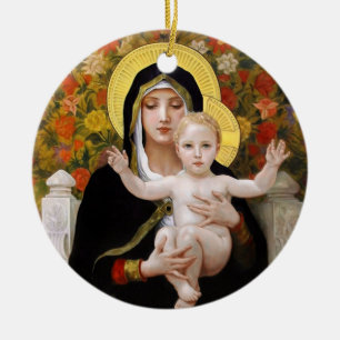 La Vierge au Lys, Bouguereau Ceramic Tree Decoration