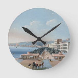La Villa Reale di Chiaia, Naples (gouache on paper Round Clock