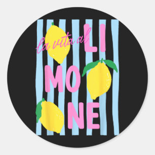 La Vita Al Limone Funny Italian Lemon Fruit Summer Classic Round Sticker