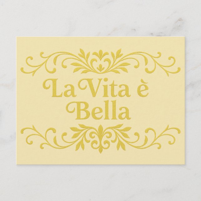 La Vita è Bella – Elegant Italian Life Quote Postcard (Front)
