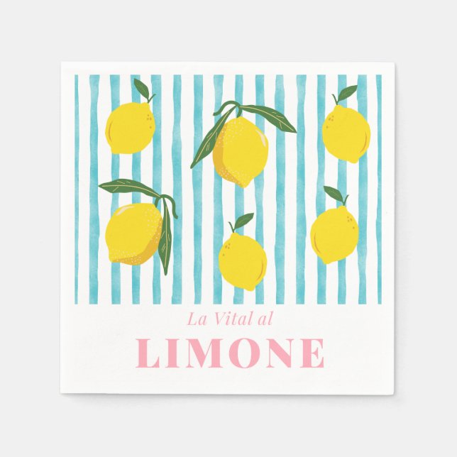 La Vital al Limone – Bright Lemon Pattern Napkin (Front)