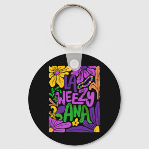 La Weezy Ana Boho Flower Groovy Mardi Gras Key Ring