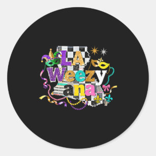 La Weezy Ana Louisiana Mardi Gras Carnival Design  Classic Round Sticker