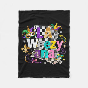 La Weezy Ana Louisiana Mardi Gras Carnival Design Fleece Blanket