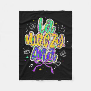 La Weezy Ana Mardi Gras Fat Tuesday Coquette Fleece Blanket
