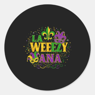 La Weezy Ana Mardi Gras Louisiana Carnival Classic Round Sticker