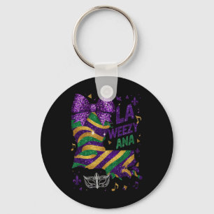 La Weezy Ana Mardi Gras Louisiana Map Fat Tuesday Key Ring