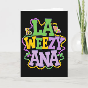 La Weezy Ana Playful Louisiana Map With Beads Fest Card
