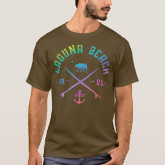 Laa Beach California  Rainbow Surfing Beach Arts T T-Shirt