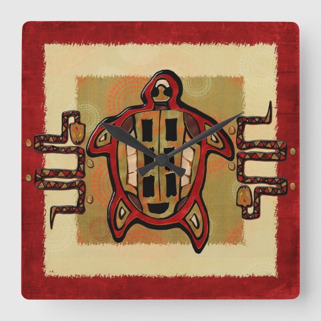 Laako'ob Uchben Mayan Folk Art DECOR Square Wall Clock (Front)