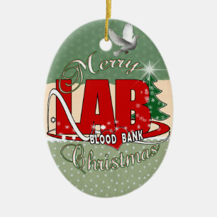 LAB BB BLOOD BANK MERRY CHRISTMAS LABORATORY CERAMIC TREE DECORATION