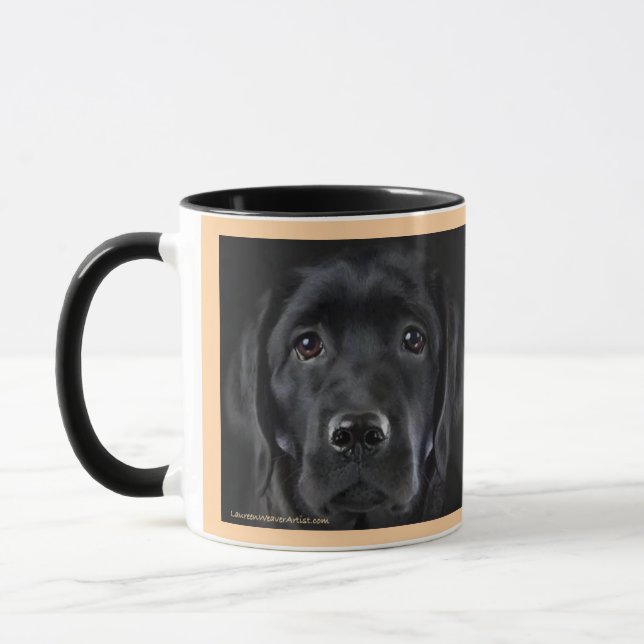 Lab Black Pup | Two-Tone Mug, 15 oz Mug (Left)