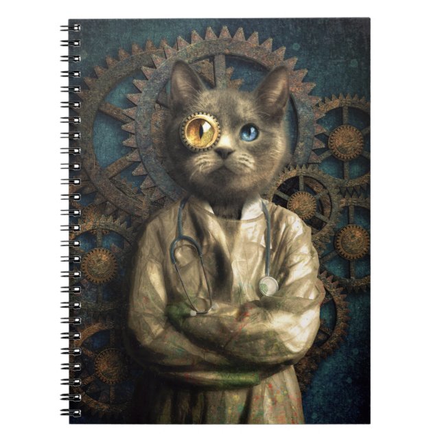 Lab Cat Steampunk Notebook (Front)