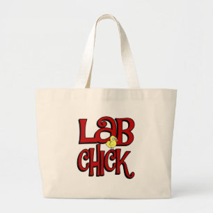 LAB CHICK - LABORATORY GIRL SLANG / HUMOR LARGE TOTE BAG