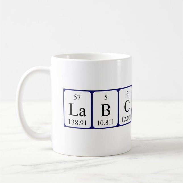 Lab Chick periodic table name mug (Left)