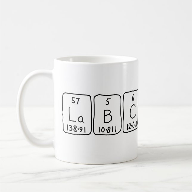 Lab Chick periodic table name mug (Left)