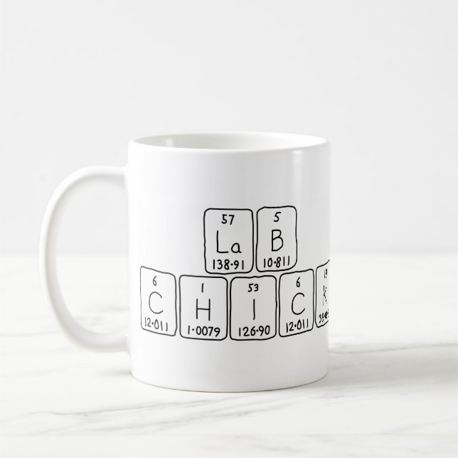 Lab Chick periodic table name mug (Left)