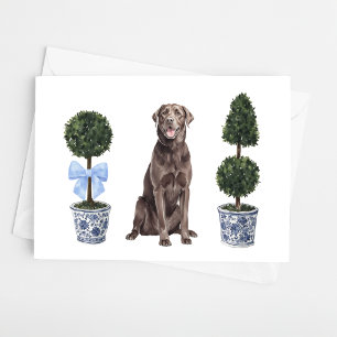 Lab - Chocolate Watercolor Dog Puppy Chinoiserie Card