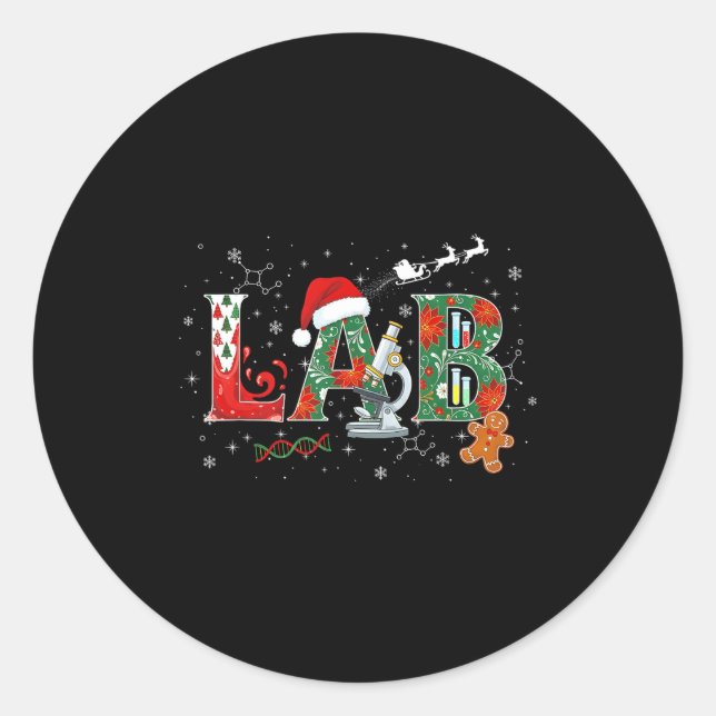 Lab Christmas Laboratory Technician Science Xmas S Classic Round Sticker (Front)