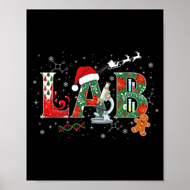 Lab Christmas Laboratory Technician Science Xmas S Poster (Front)