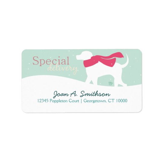 Lab Dog in Snow Address Label