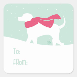 Lab Dog in Snow Adhesive Gift Tags