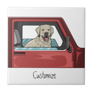 Lab Dog Riding Shotgun Thunder_Cove Ceramic Tile
