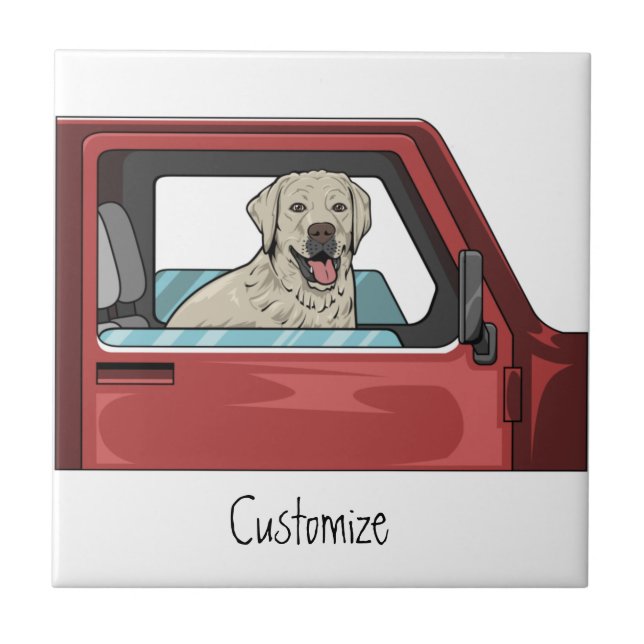 Lab Dog Riding Shotgun Thunder_Cove Ceramic Tile (Front)