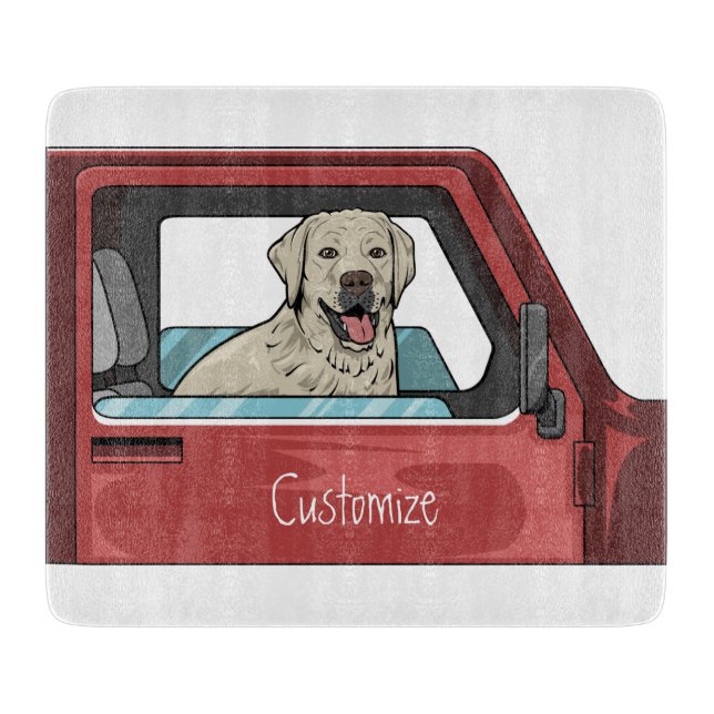 Lab Dog Riding Shotgun Thunder_Cove Cutting Board (Front)
