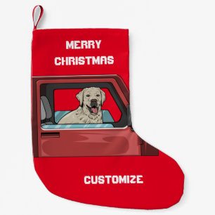 Lab Dog Riding Shotgun Thunder_Cove Small Christmas Stocking