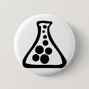 lab flask 6 cm round badge