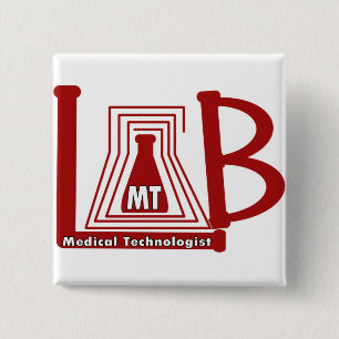 LAB FLASK LOGO MT - MEDICAL TECHNOLOGIST 15 CM SQUARE BADGE