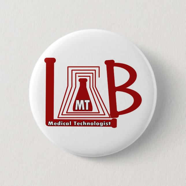 LAB FLASK LOGO MT - MEDICAL TECHNOLOGIST 6 CM ROUND BADGE (Front)