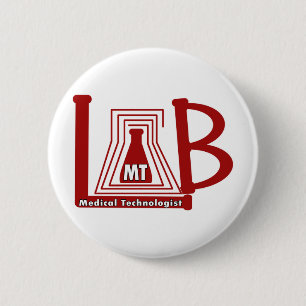 LAB FLASK LOGO MT - MEDICAL TECHNOLOGIST 6 CM ROUND BADGE