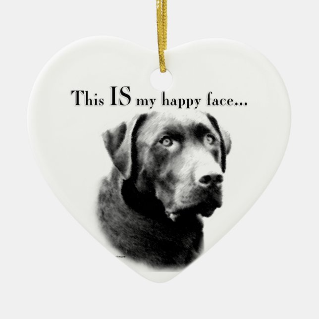 Lab Happy Face Ceramic Ornament (Front)