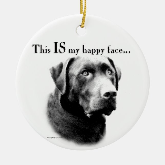 Lab Happy Face Ceramic Tree Decoration (Front)