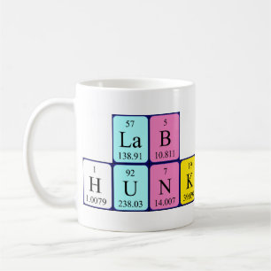 Lab Hunk periodic table name mug