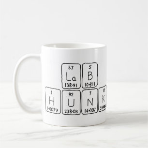 Lab Hunk periodic table name mug